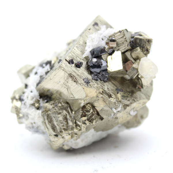 Pyrite avec cristaux de quartz et sphalérite