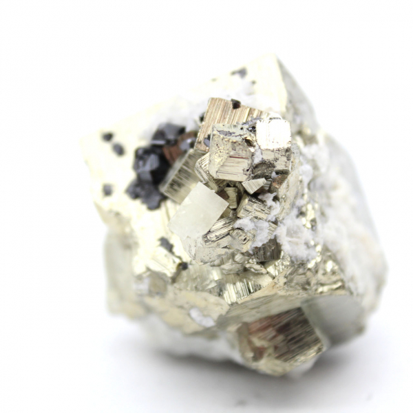 Pyrite avec cristaux de quartz et sphalérite