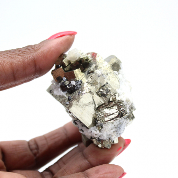 Pyrite avec cristaux de quartz et sphalérite