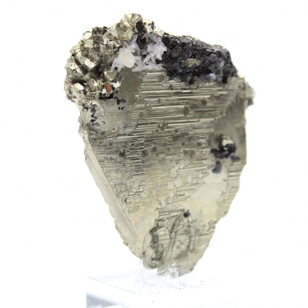 Cristaux de pyrite, quartz et sphalérite sur socle