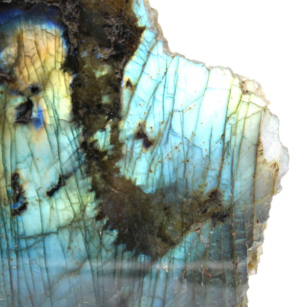 Labradorite naturelle de décoration mi-brute