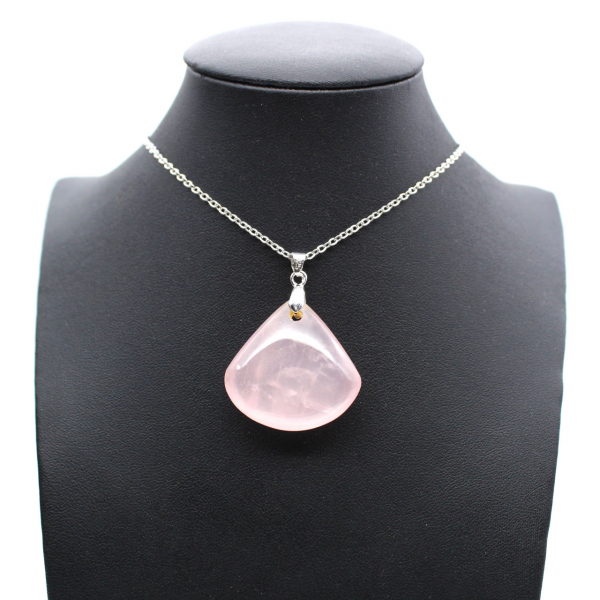 Pendentif éventail en quartz rose