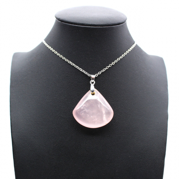 Pendentif éventail en quartz rose