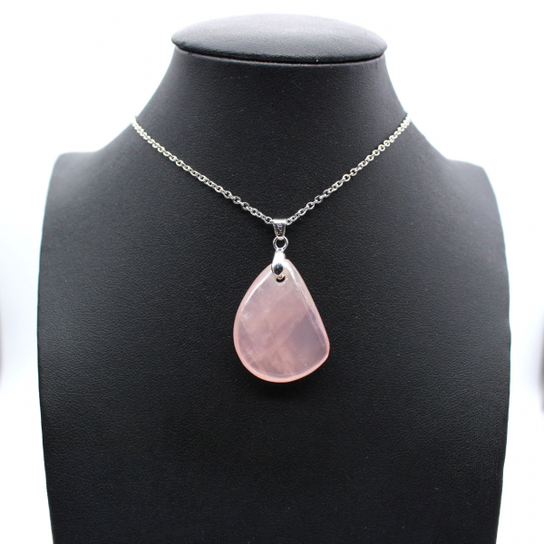 Pendentif goutte en quartz rose