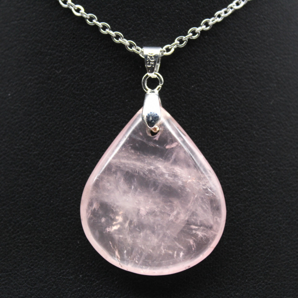 Pendentif goutte en quartz rose