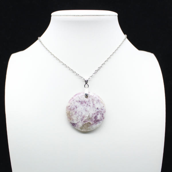 Pendentif Rond en Lépidolite