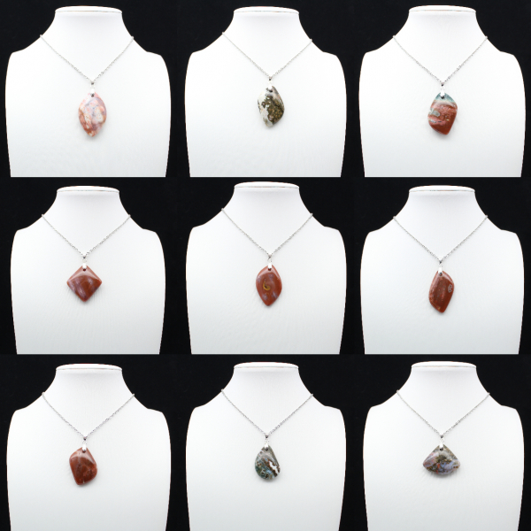 Pendentif losange en jaspe orbiculaire