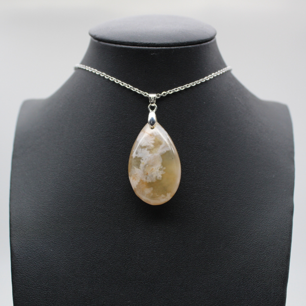Pendentif goutte en agate fleur