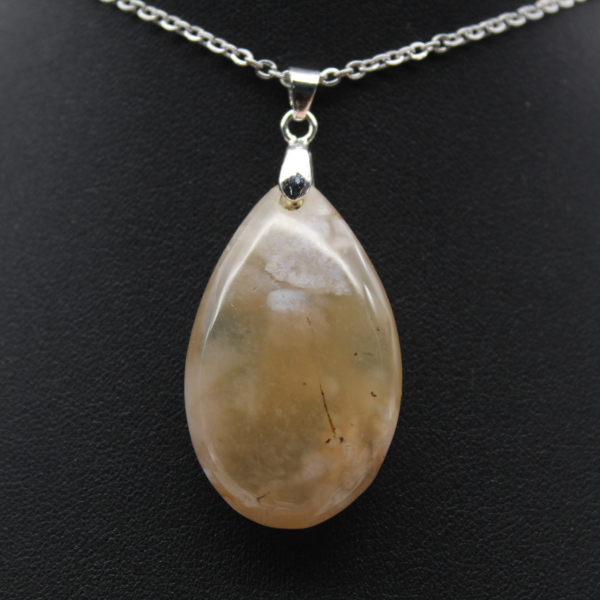 Pendentif goutte en agate fleur