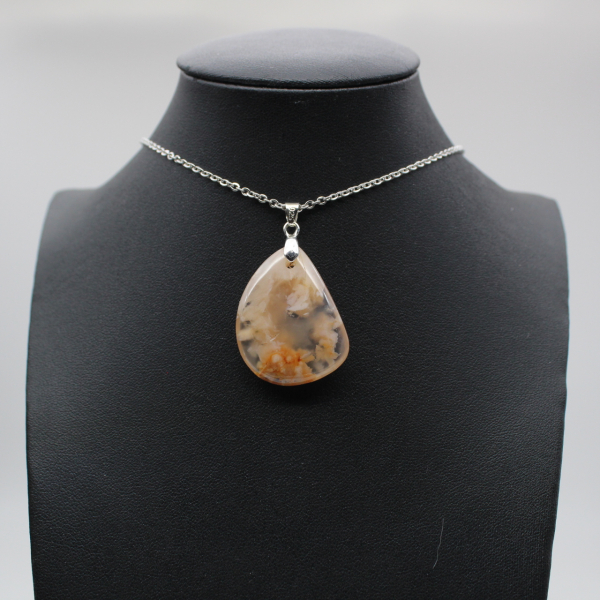 Pendentif goutte en agate fleur