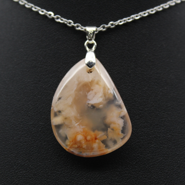 Pendentif goutte en agate fleur