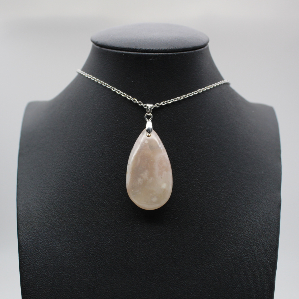 Pendentif goutte en agate fleur