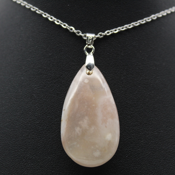 Pendentif goutte en agate fleur