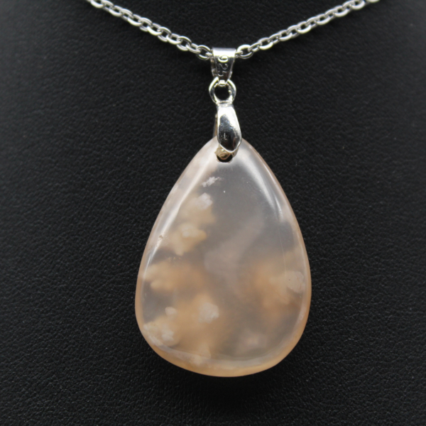 Pendentif goutte en agate fleur