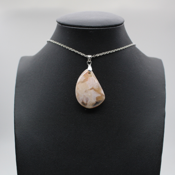 Pendentif goutte en agate fleur