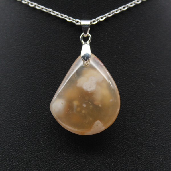 Pendentif goutte en agate fleur