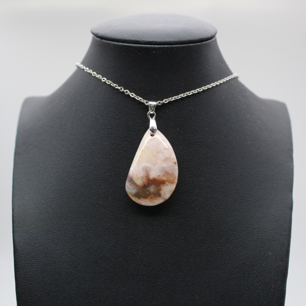 Pendentif goutte en agate fleur