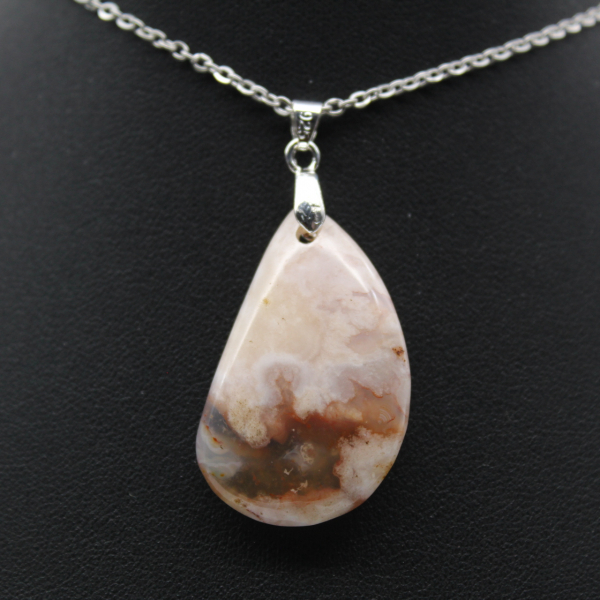 Pendentif goutte en agate fleur