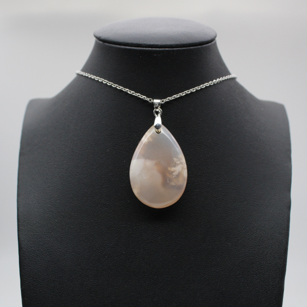 Pendentif goutte en agate fleur