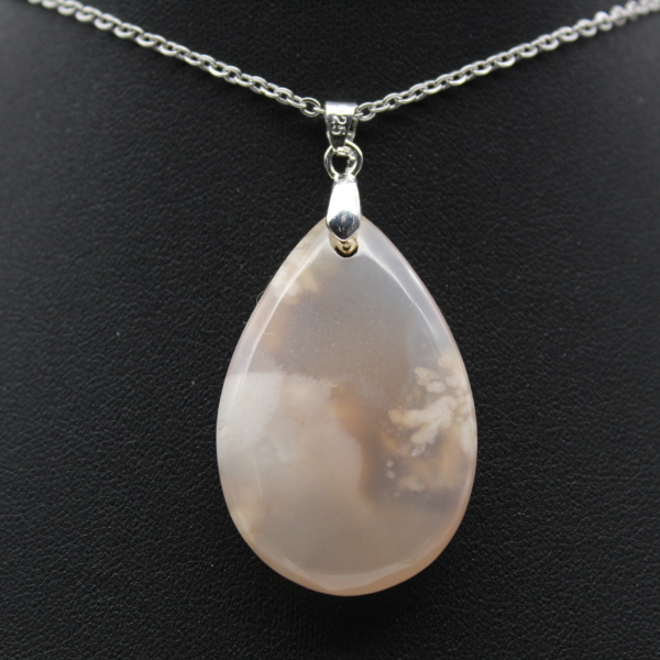 Pendentif goutte en agate fleur