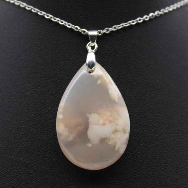 Pendentif goutte en agate fleur