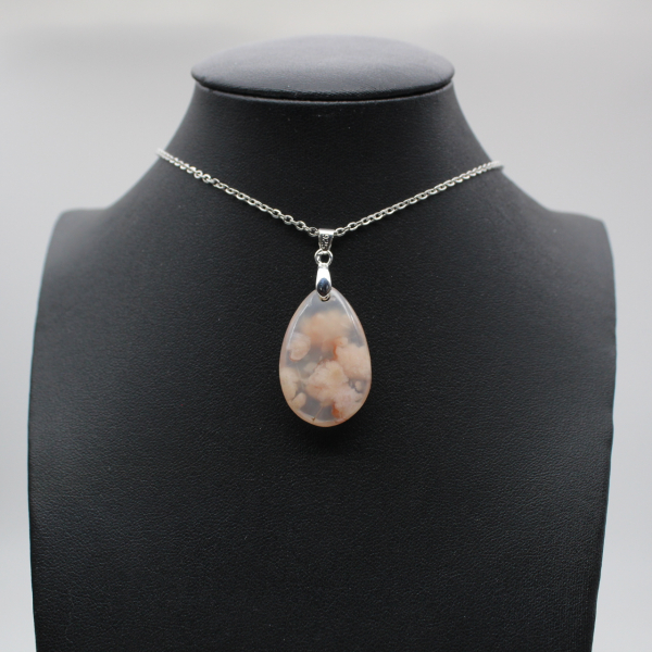 Pendentif goutte en agate fleur