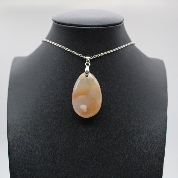 Pendentif goutte en agate fleur
