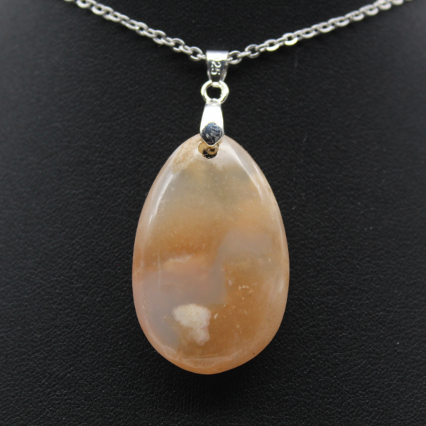 Pendentif goutte en agate fleur