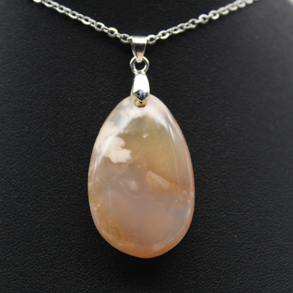 Pendentif goutte en agate fleur
