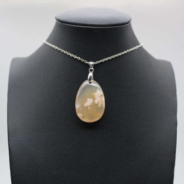 Pendentif goutte en agate fleur
