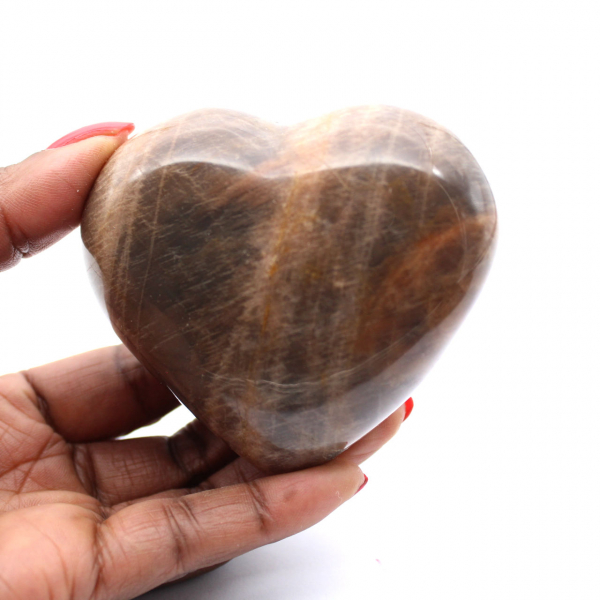 Coeur en pierre de lune noire