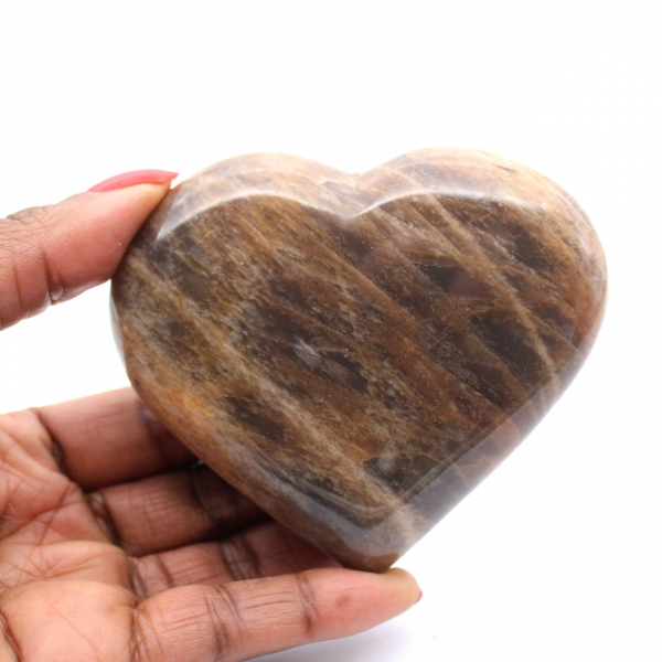 Coeur en pierre de lune noire