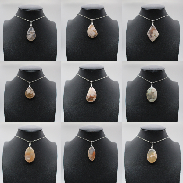 Pendentif goutte en agate fleur