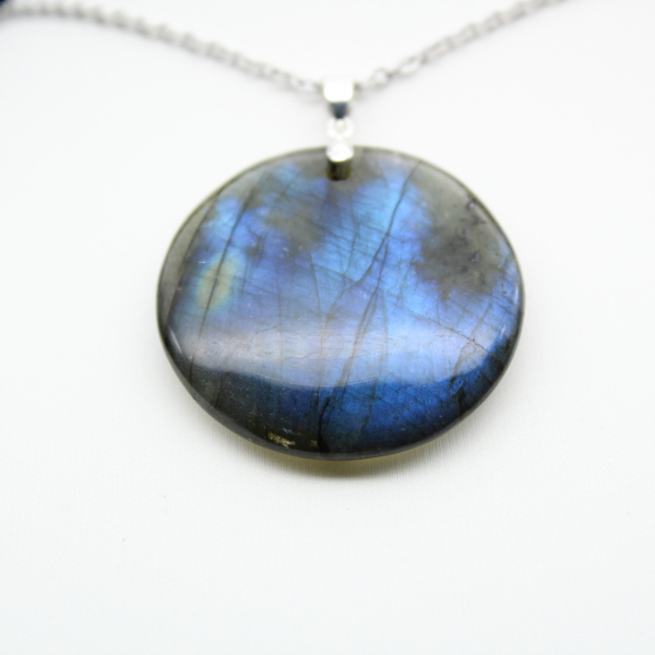 Pendentif rond en labradorite