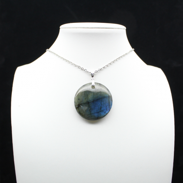 Pendentif rond en labradorite