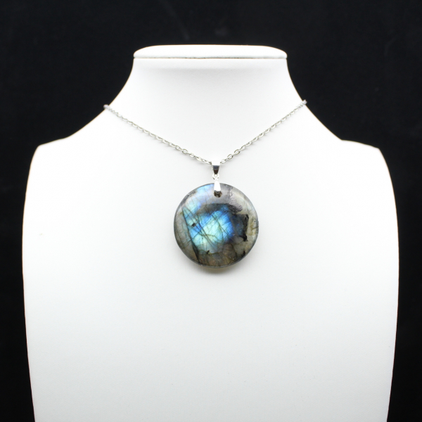 Pendentif rond en labradorite