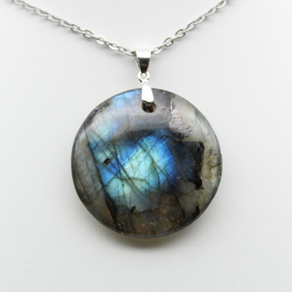 Pendentif rond en labradorite