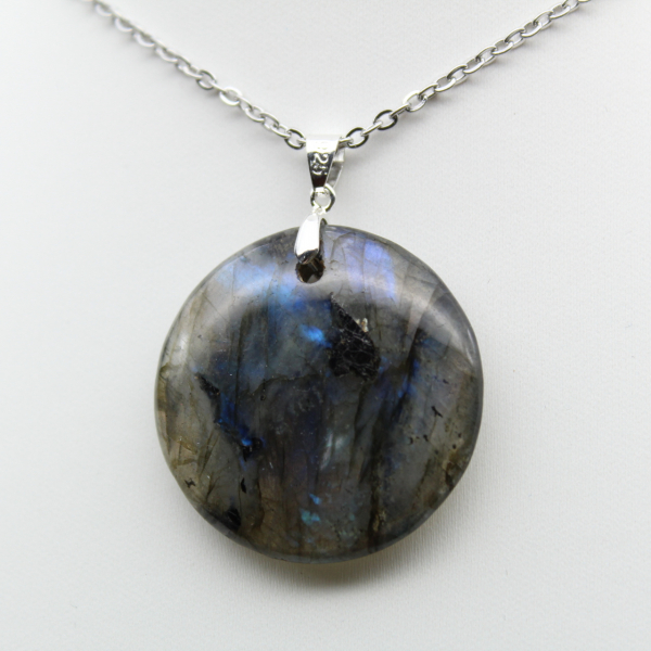 Pendentif rond en labradorite