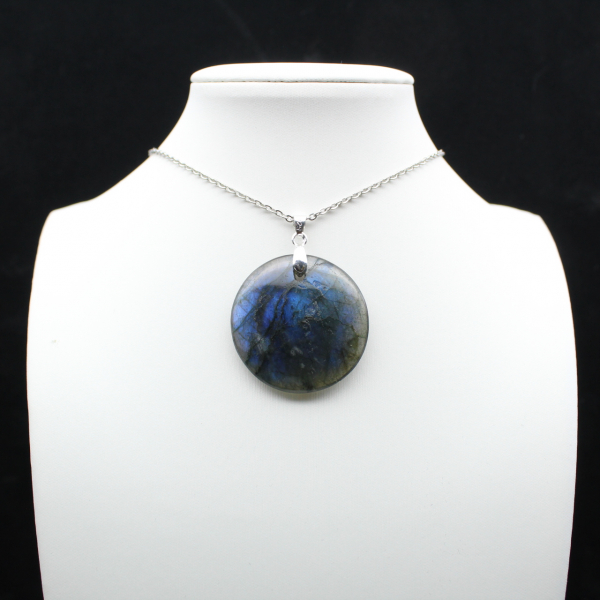 Pendentif rond en labradorite