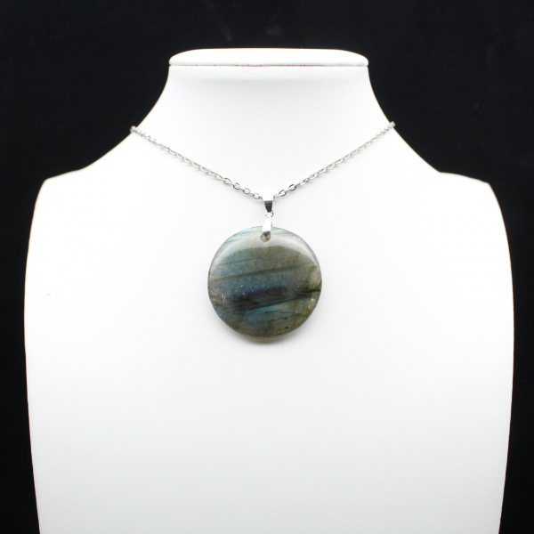 Pendentif rond en labradorite