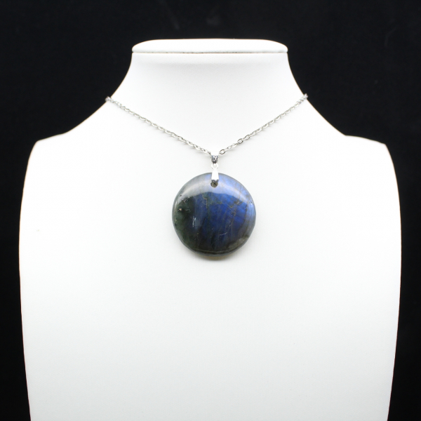 Pendentif rond en labradorite