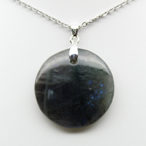 Pendentif rond en labradorite
