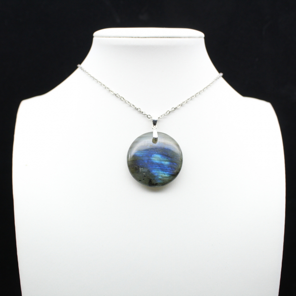Pendentif rond en labradorite