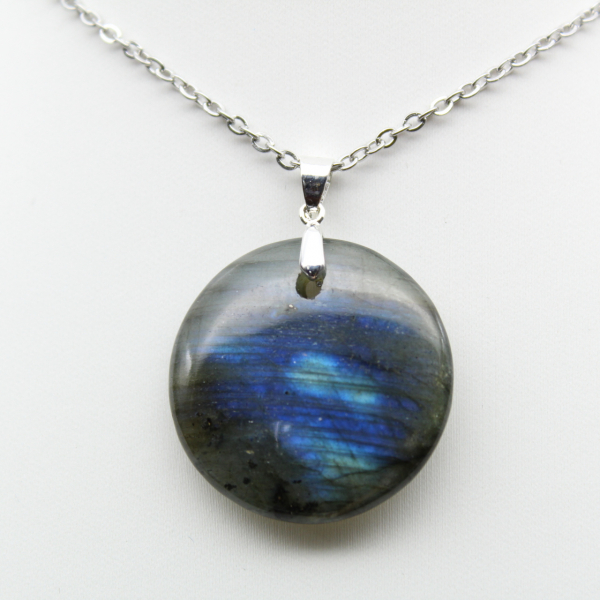 Pendentif rond en labradorite