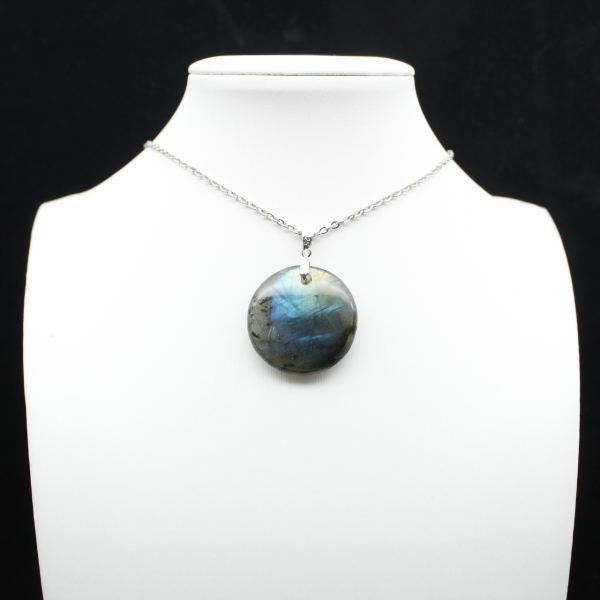 Pendentif rond en labradorite