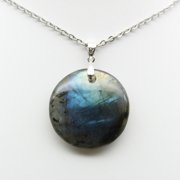 Pendentif rond en labradorite