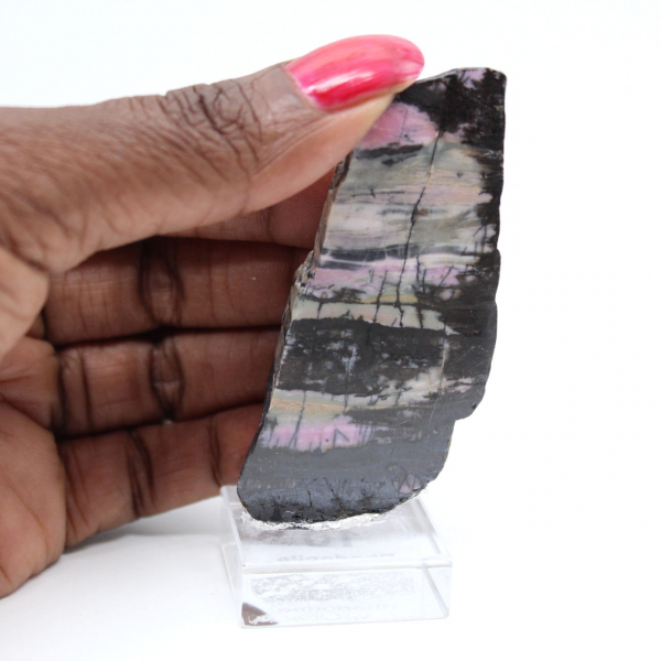 Rhodonite tranche polie de qualité pour décoration