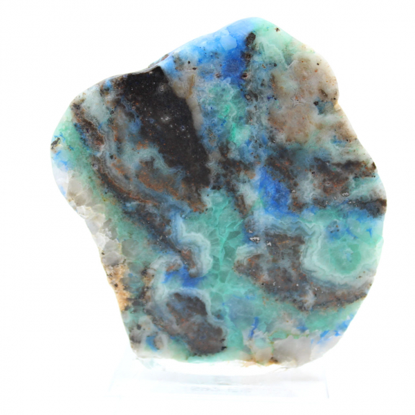 Tranche en pierre d’Azurite Malachite authentique pour décoration