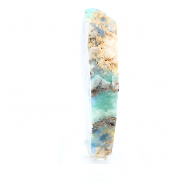 Tranche en pierre d’Azurite Malachite authentique pour décoration