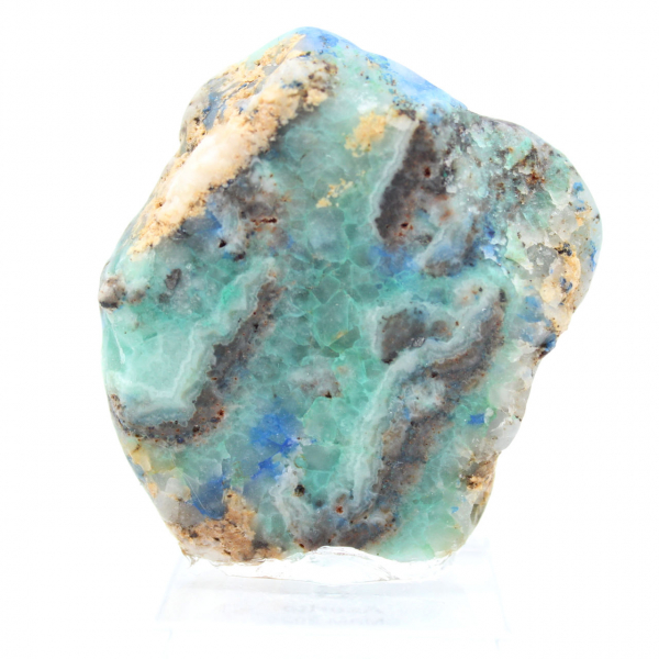 Tranche en pierre d’Azurite Malachite authentique pour décoration